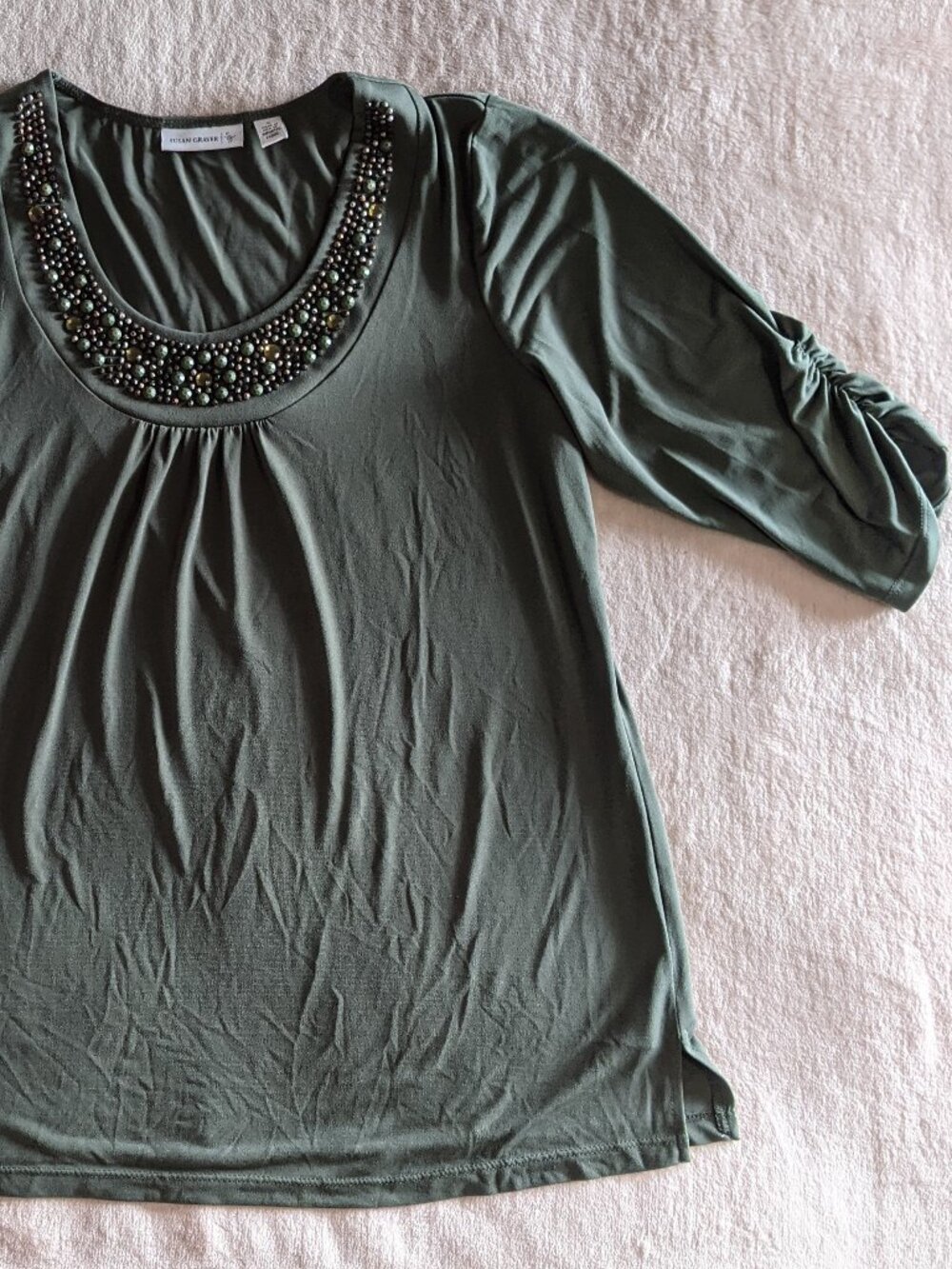 Green embellished top